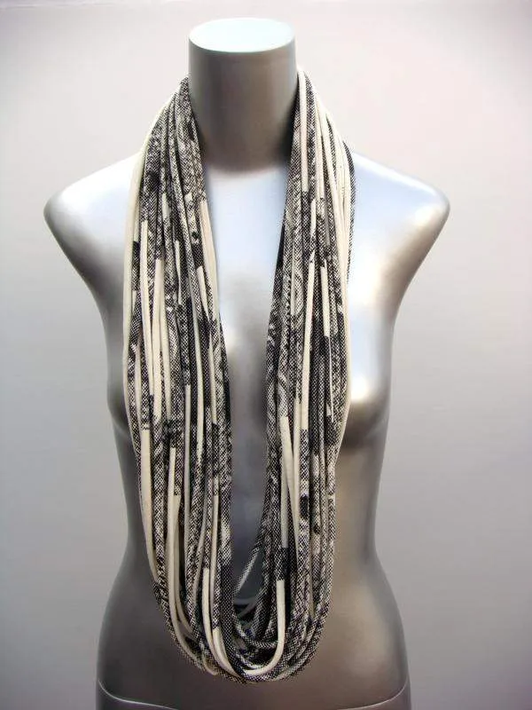 Necklush Cowl Scarf / Cream White & Black / Unisex