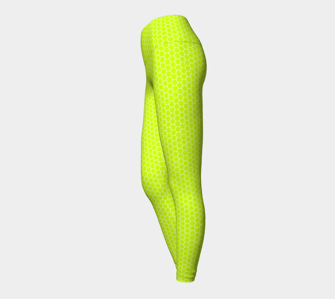 Neon Green Honeycomb Yoga Leggings