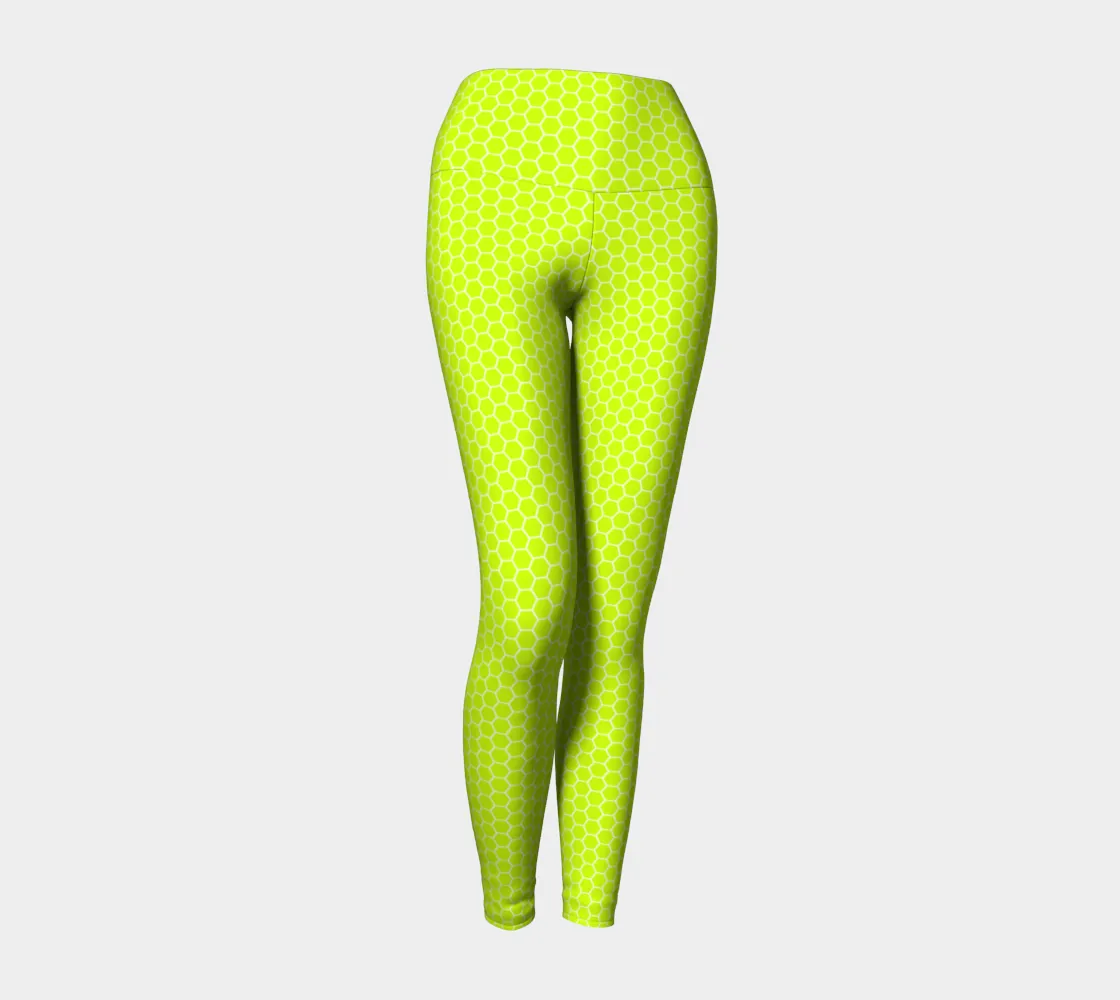 Neon Green Honeycomb Yoga Leggings