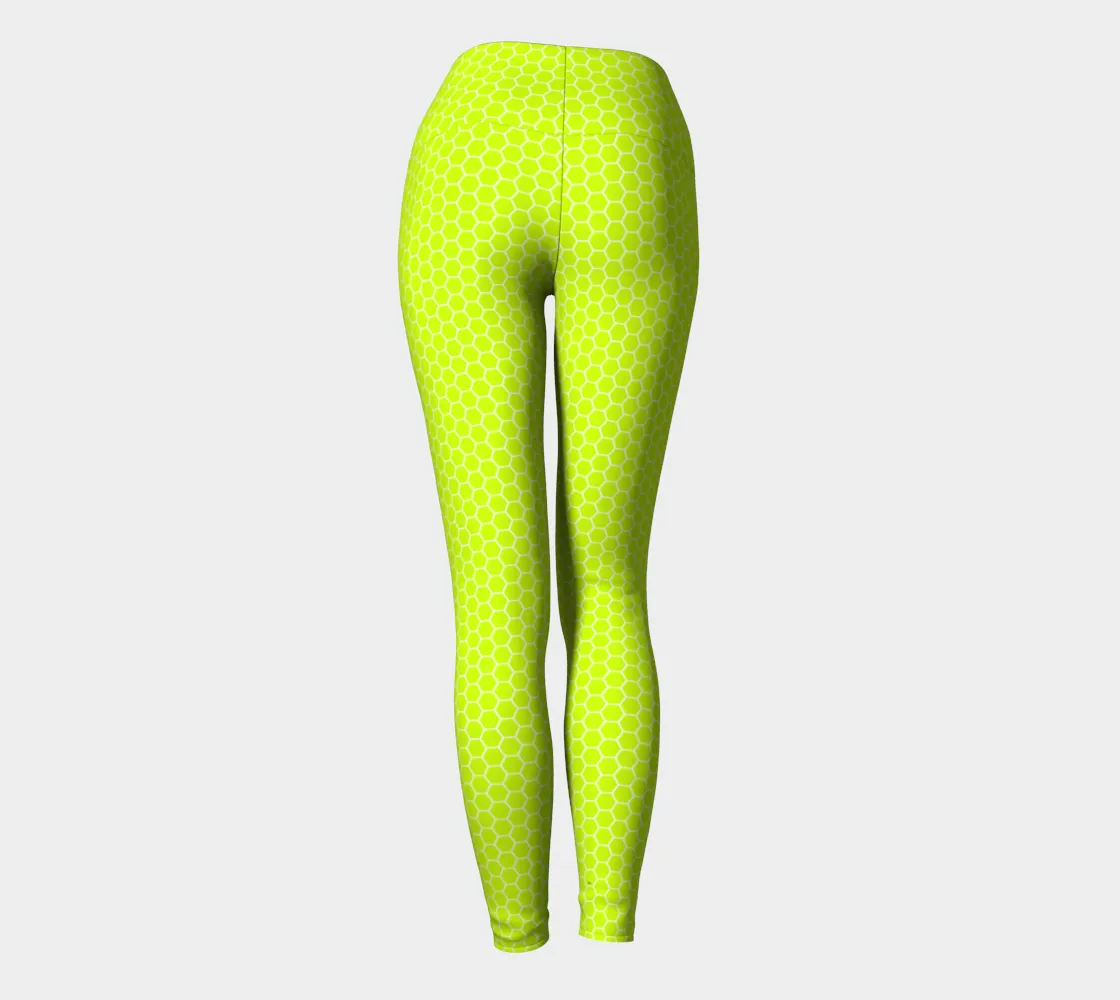 Neon Green Honeycomb Yoga Leggings