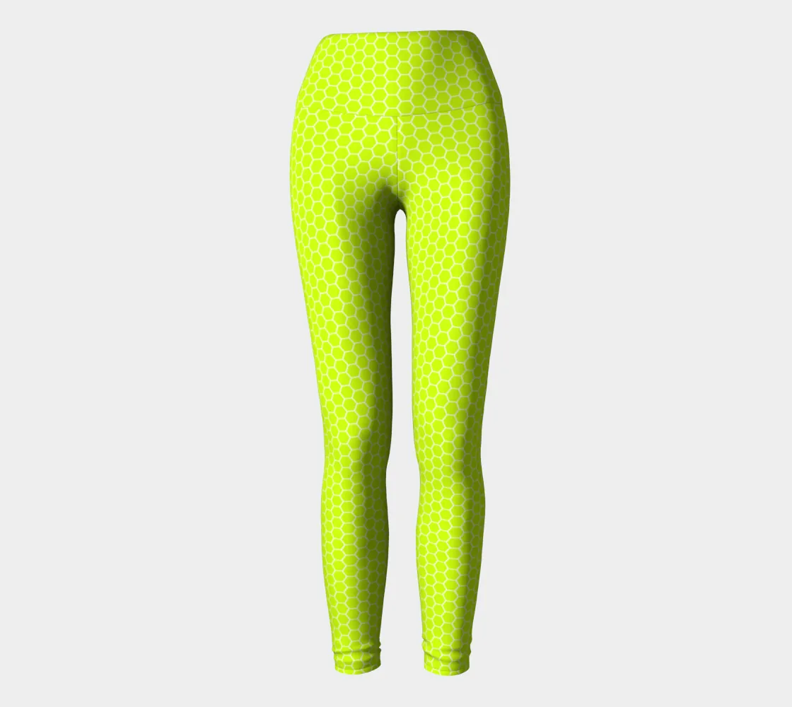 Neon Green Honeycomb Yoga Leggings