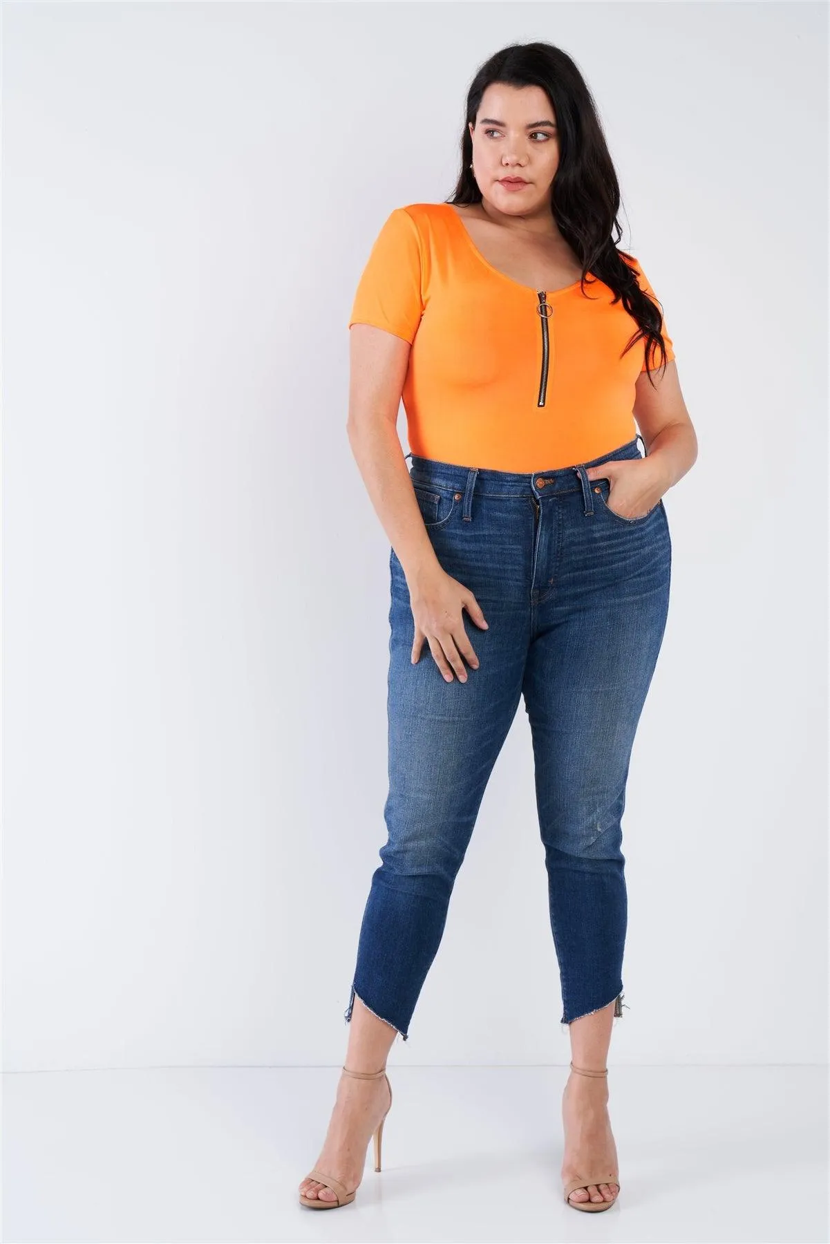 Neon Orange Plus Size Bodysuit /2-2-1