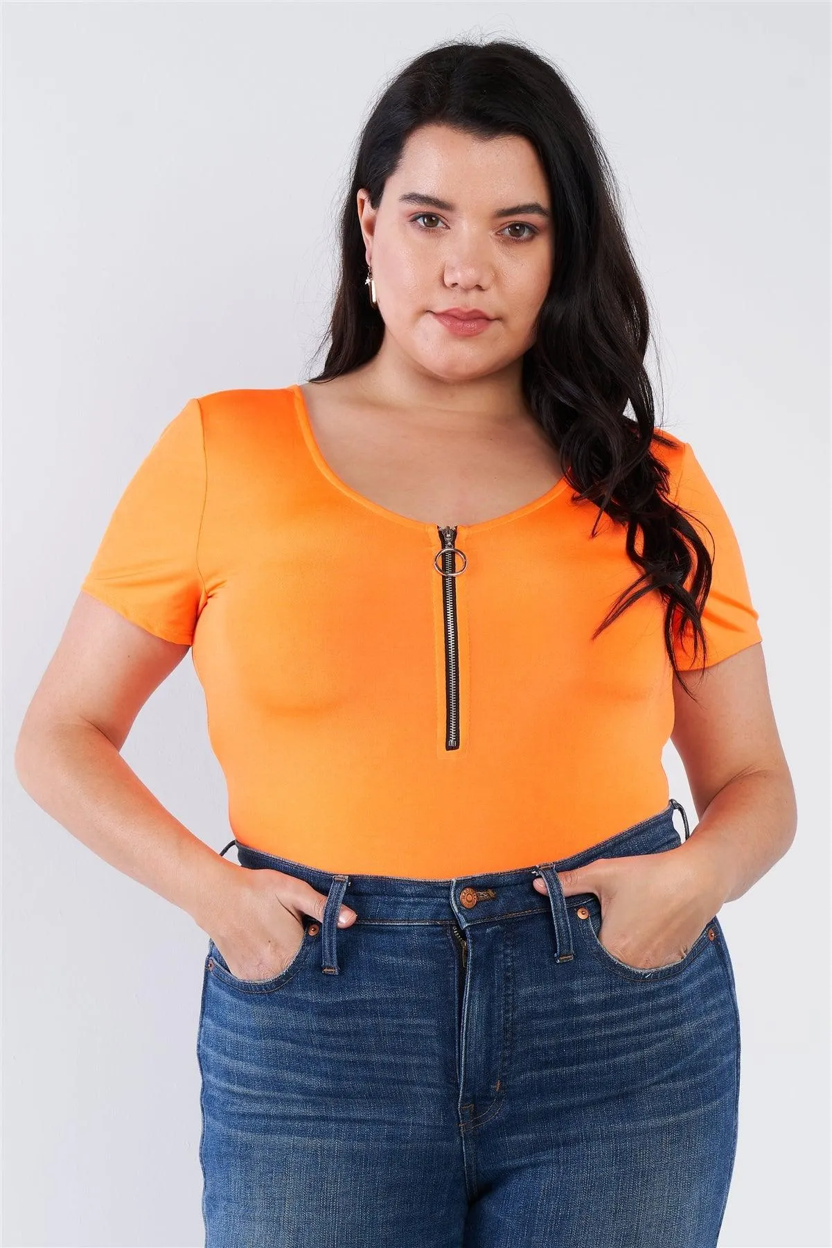 Neon Orange Plus Size Bodysuit /2-2-1