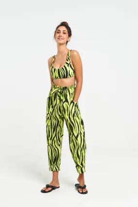 Neon Zebra Paper Bag Pants