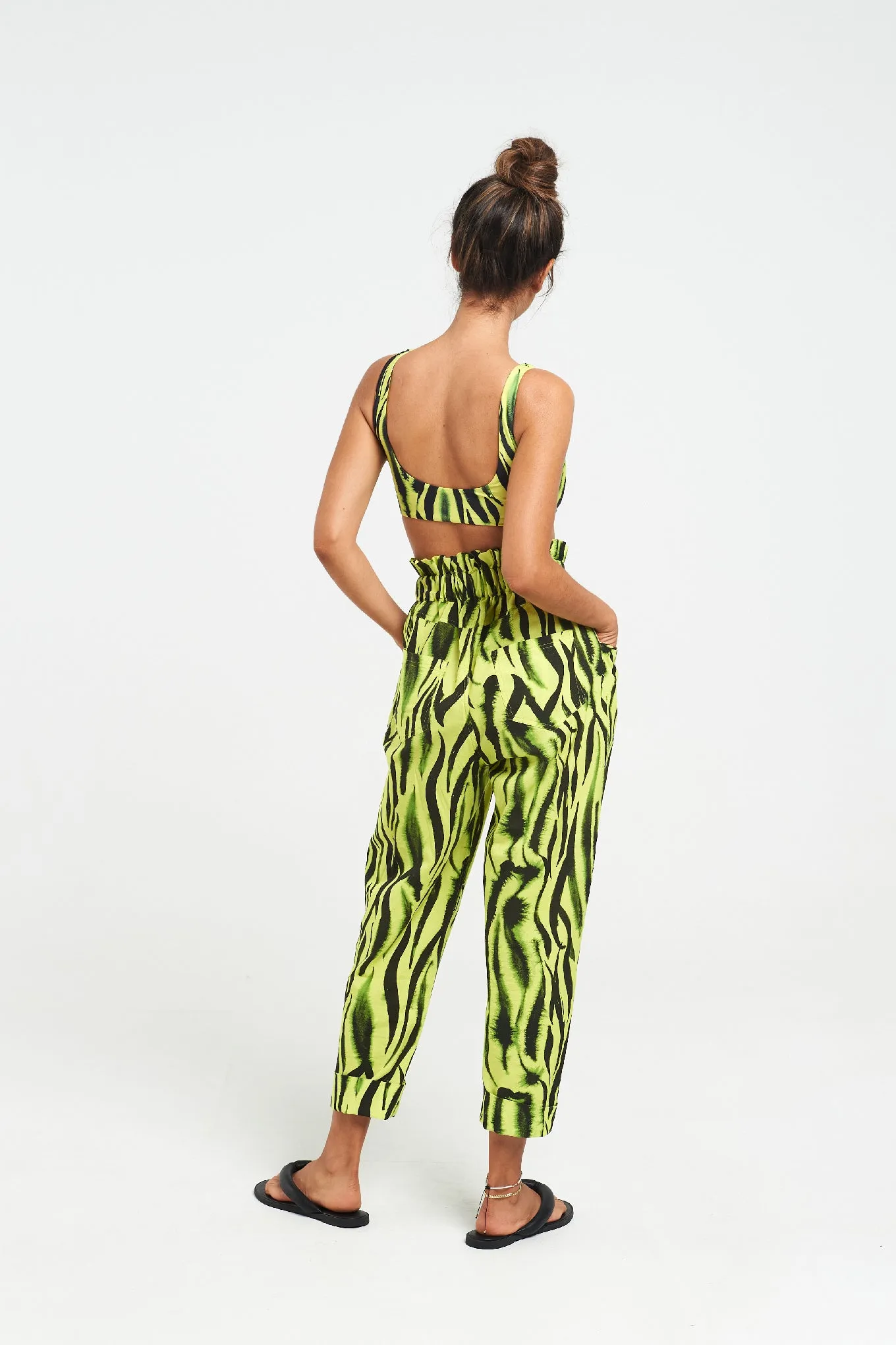 Neon Zebra Paper Bag Pants