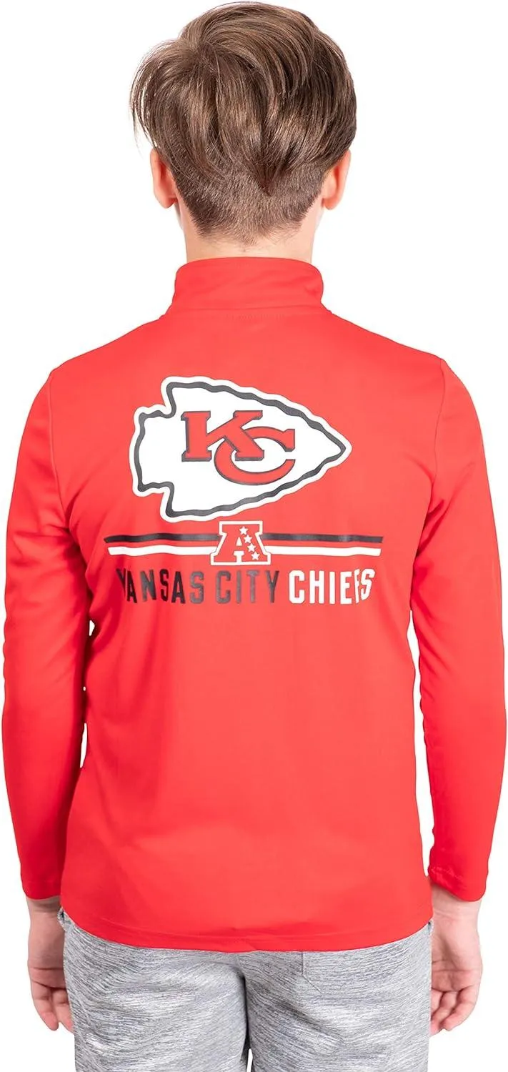 NFL Official Youth Super Soft Quarter Zip Long Sleeve T-Shirt|Kansas City Chiefs