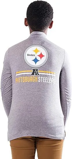 NFL Official Youth Super Soft Quarter Zip Long Sleeve T-Shirt|Pittsburgh Steelers