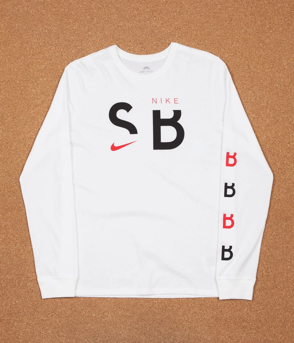 Nike SB Dry Long Sleeve T-Shirt - White / Black / University Red