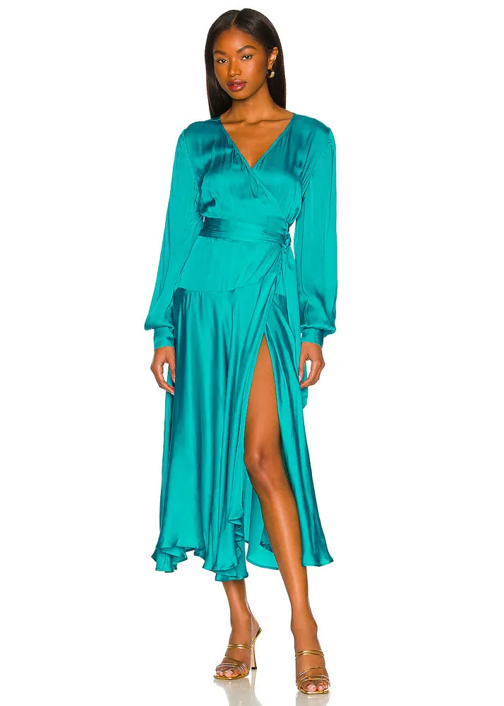 Noelle Wrap Dress - Emerald