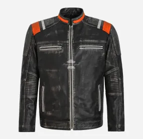 Nomadic Waxed Vintage Men's Biker Leather Jacket