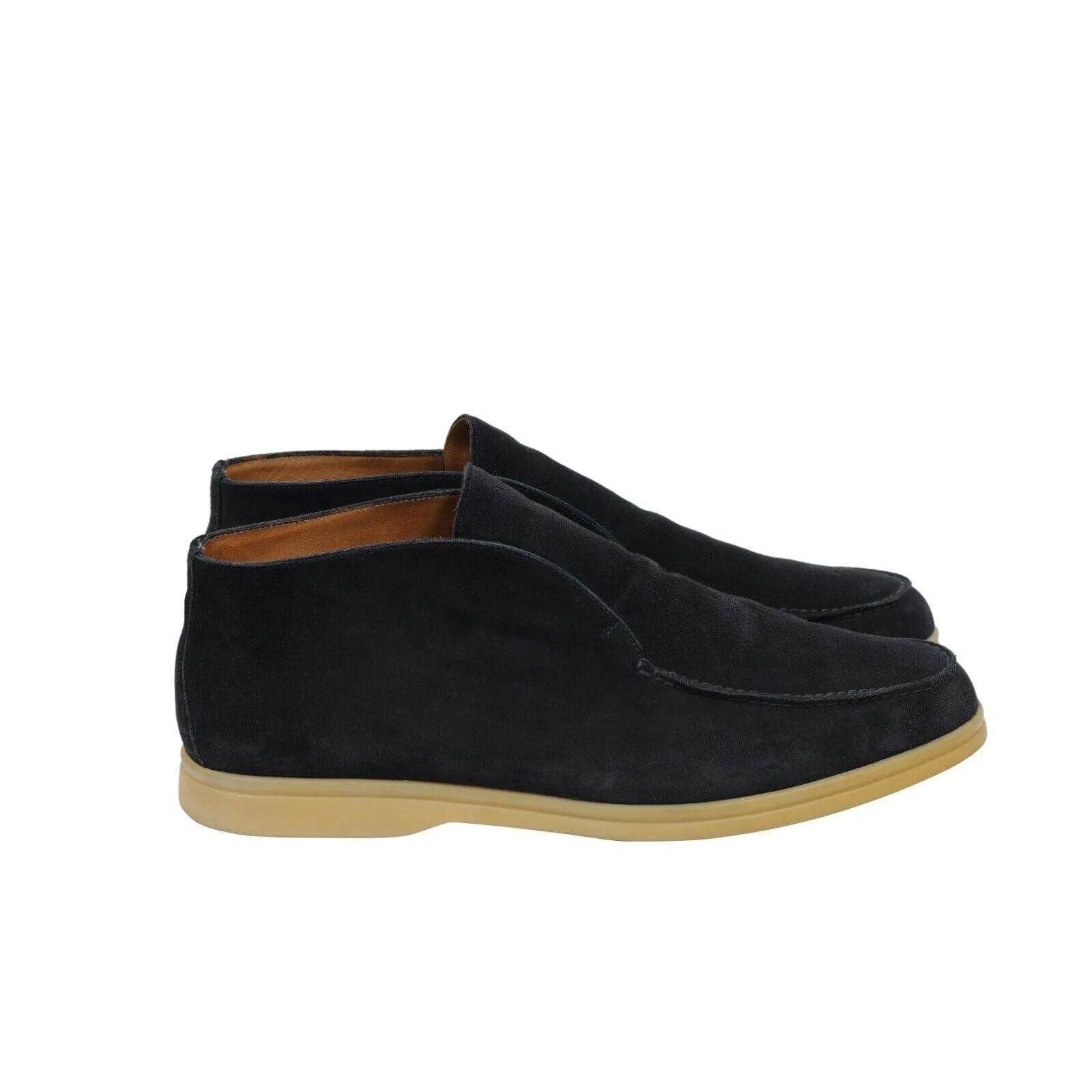 Open Walk Ankle Boots Navy Blue Suede Slip On Chukkas