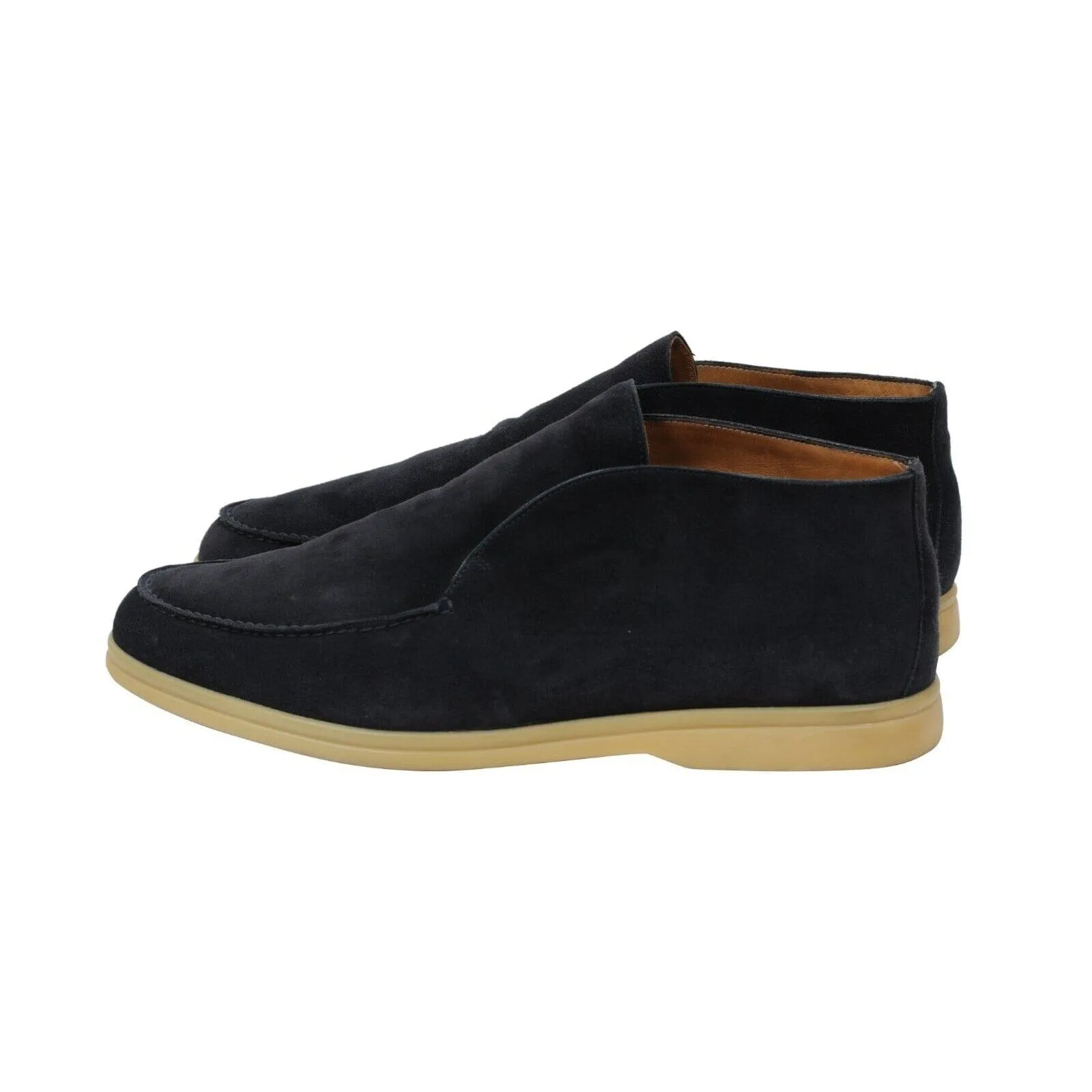 Open Walk Ankle Boots Navy Blue Suede Slip On Chukkas