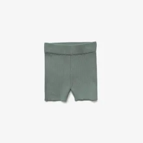 Organic Cotton Rib Knit Bike Shorts - Sage