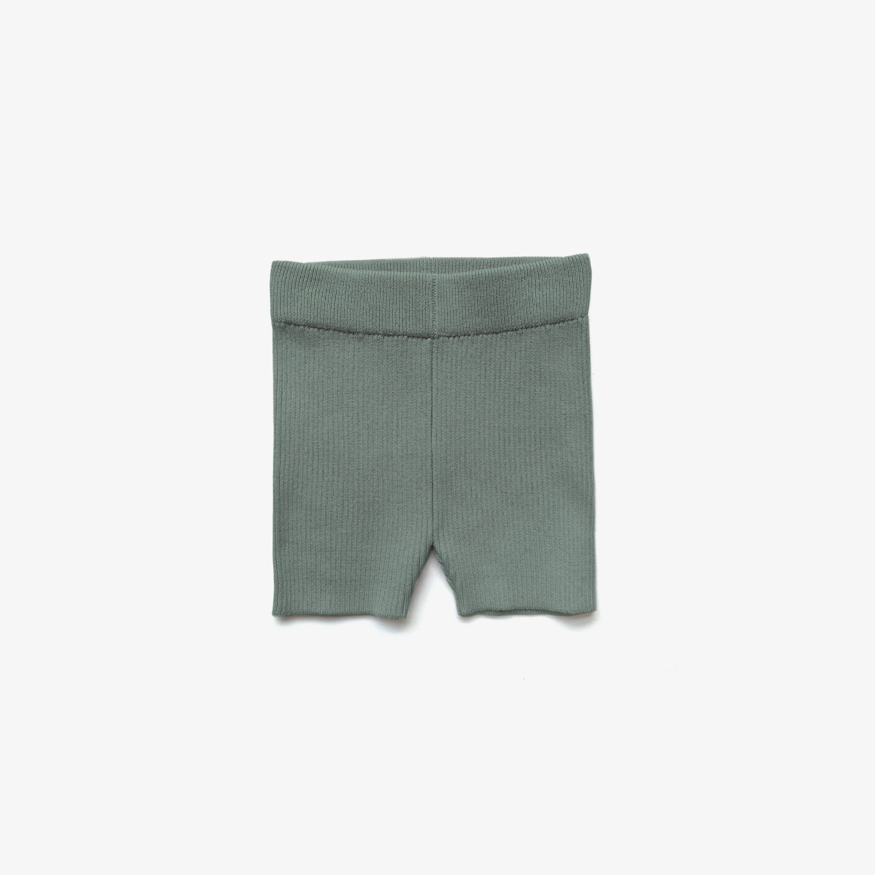 Organic Cotton Rib Knit Bike Shorts - Sage