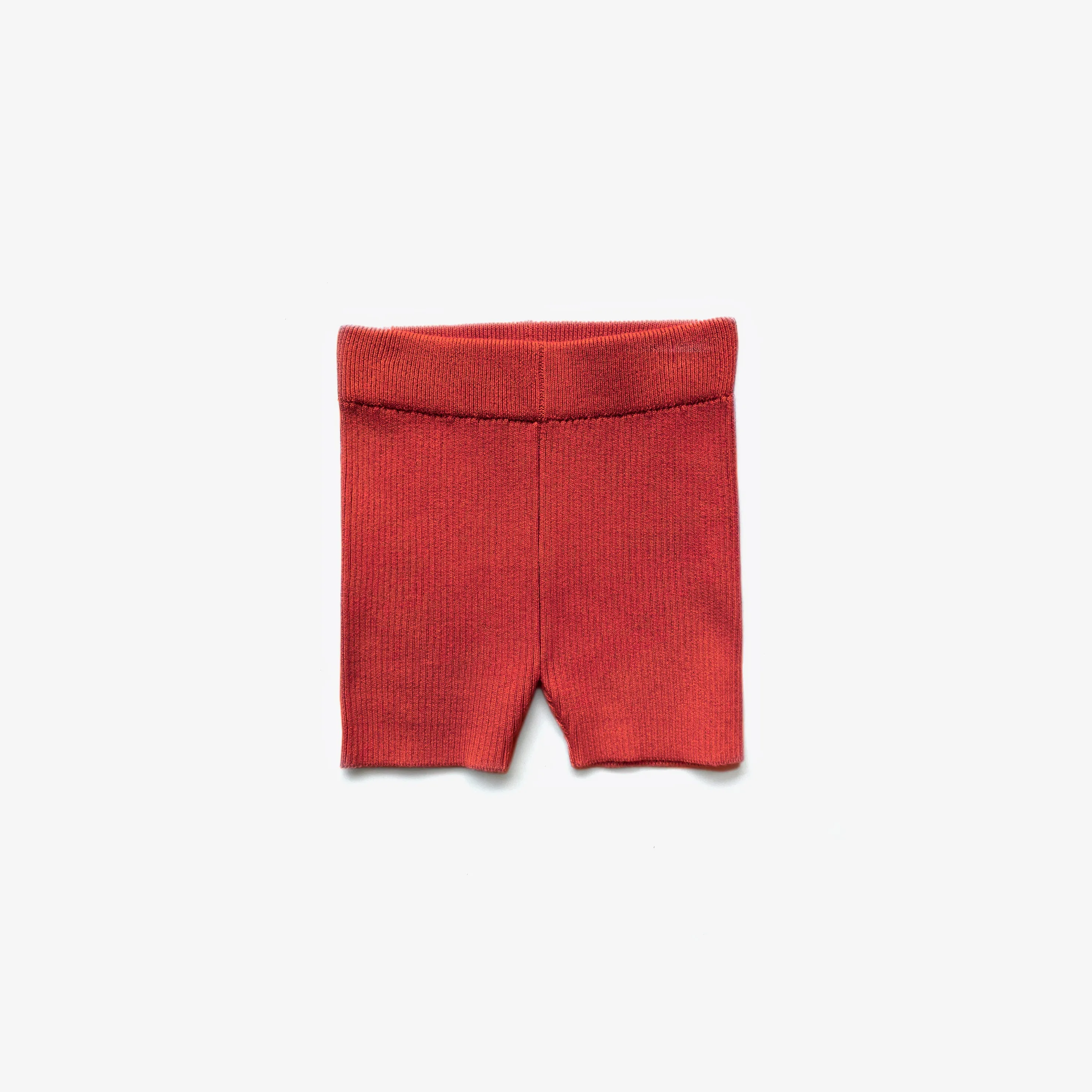 Organic Cotton Rib Knit Bike Shorts - Tomato