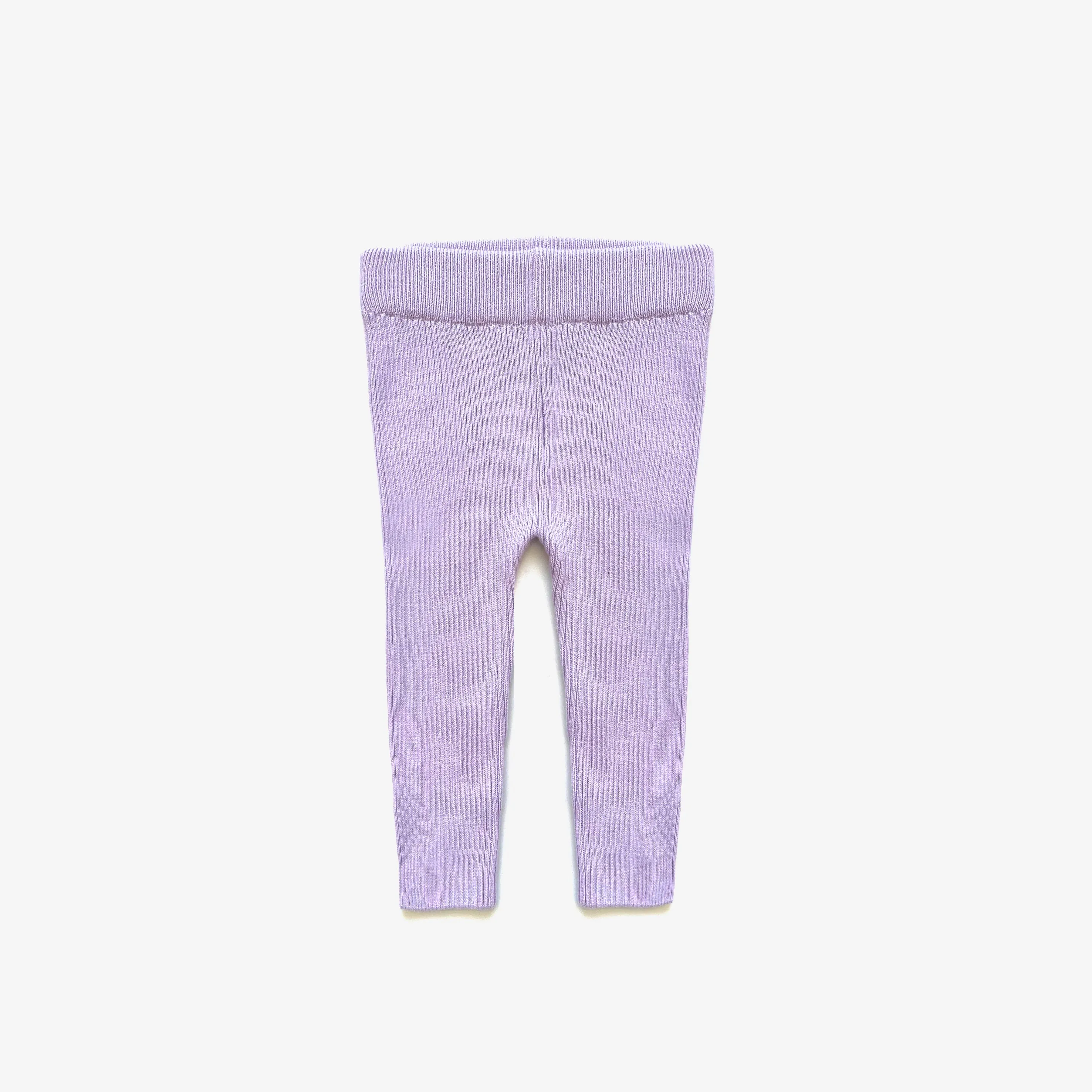 Organic Cotton Rib Knit Leggings - Lilac