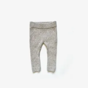 Organic Cotton Thick Knit Leggings - Oat Navy Fleck