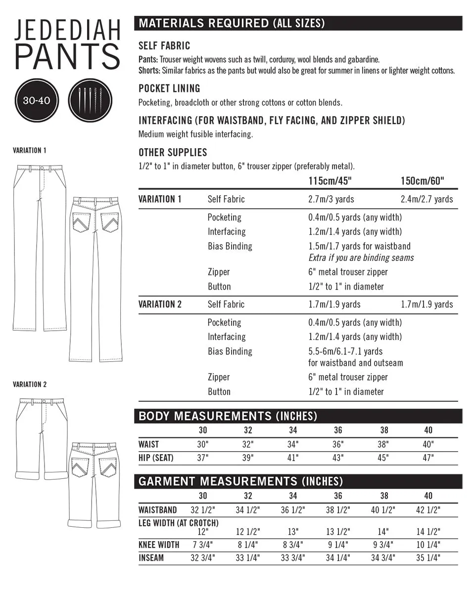 PDF Pattern - Jedediah Pants | Thread Theory