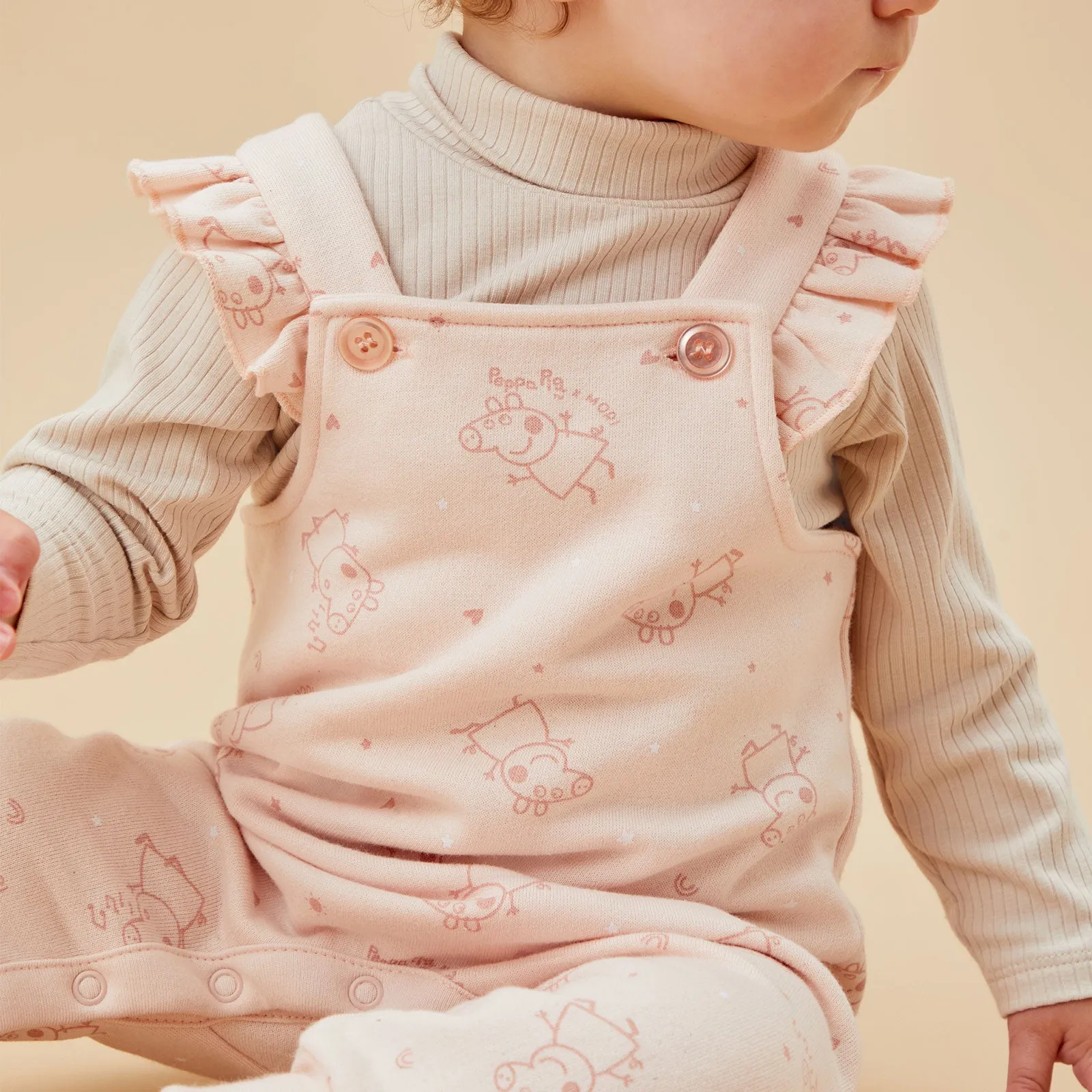 Peppa Pig Frilled Overalls & Bodysuit Outfit