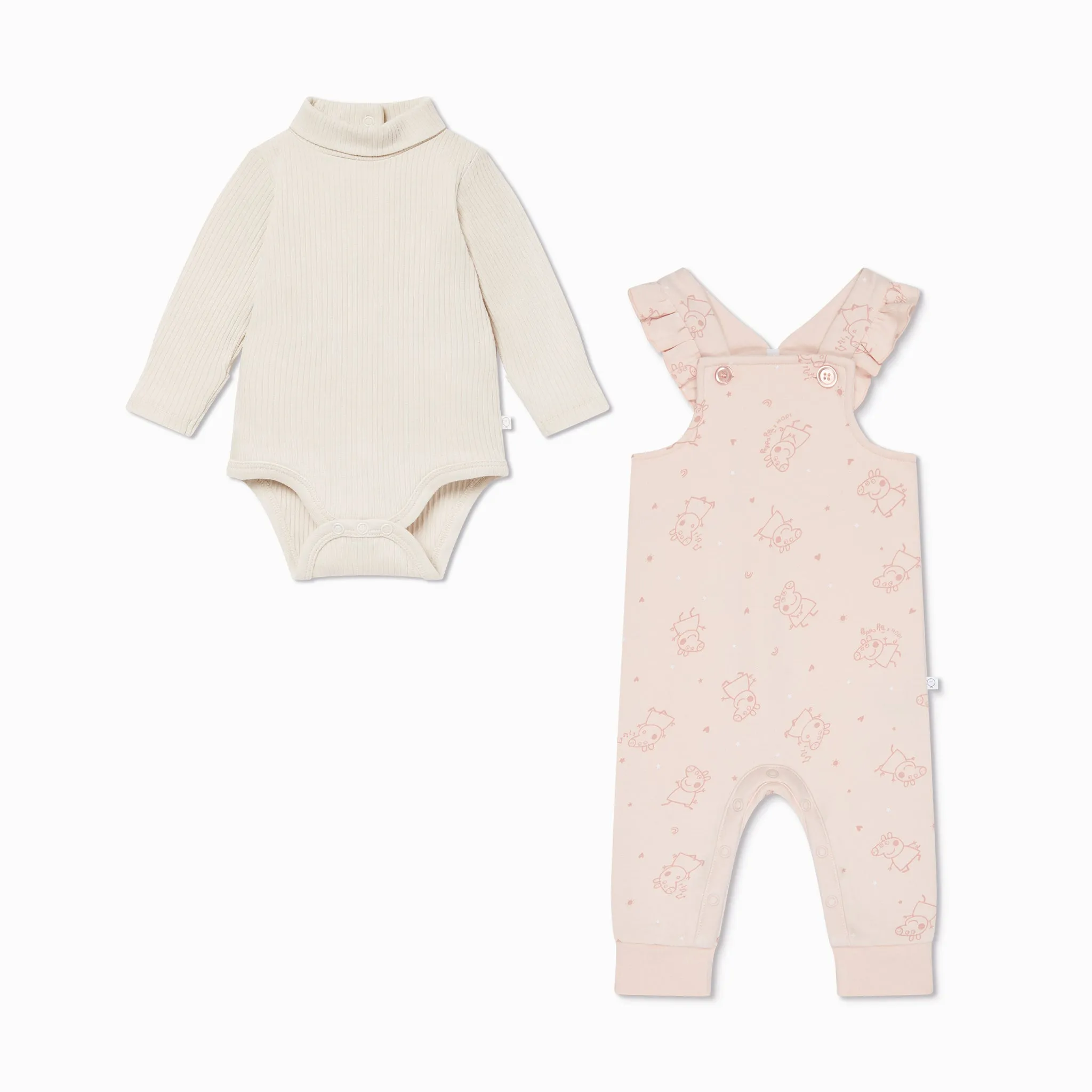 Peppa Pig Frilled Overalls & Bodysuit Outfit