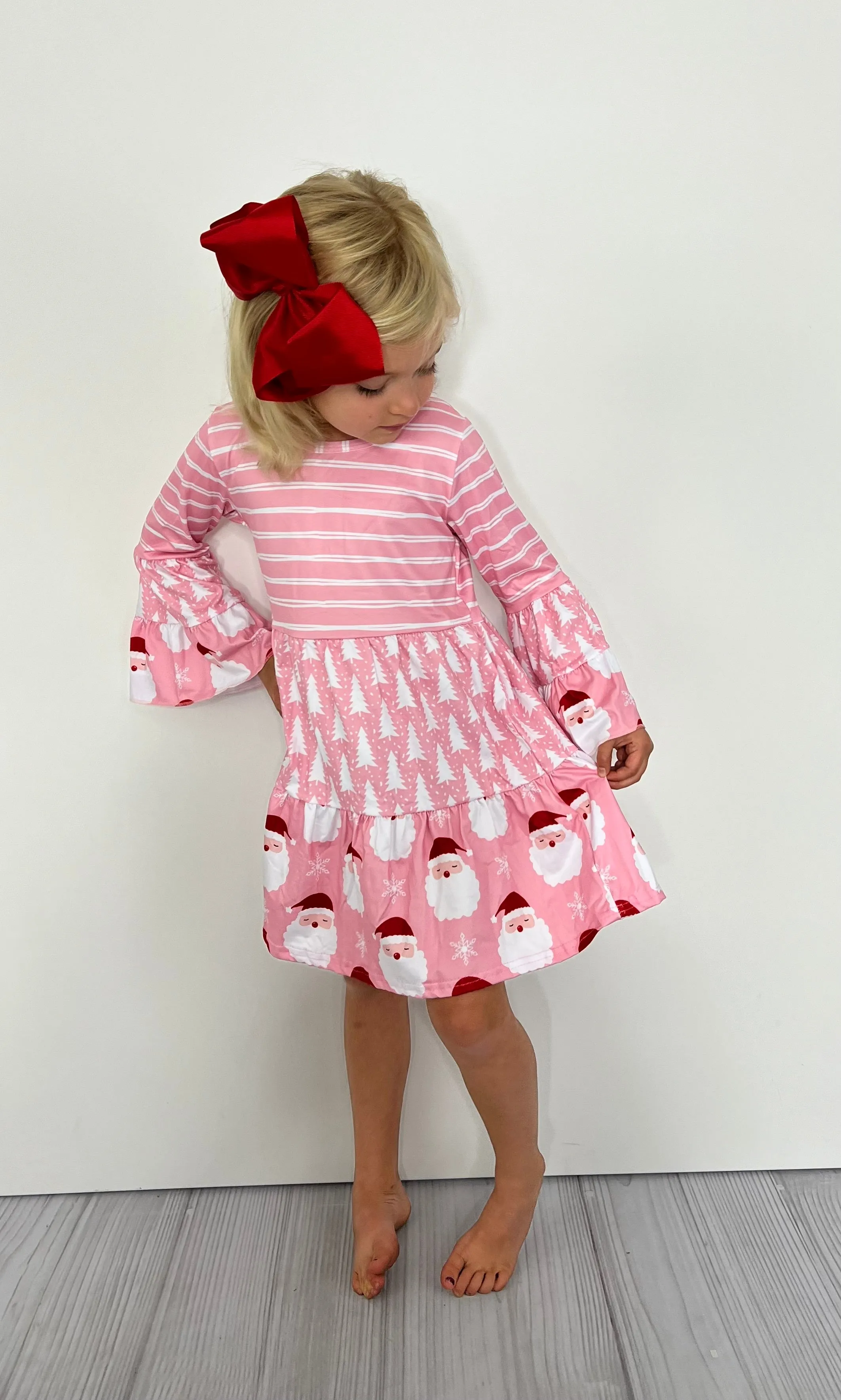 Pink Bell Sleeve St. Nick Dress