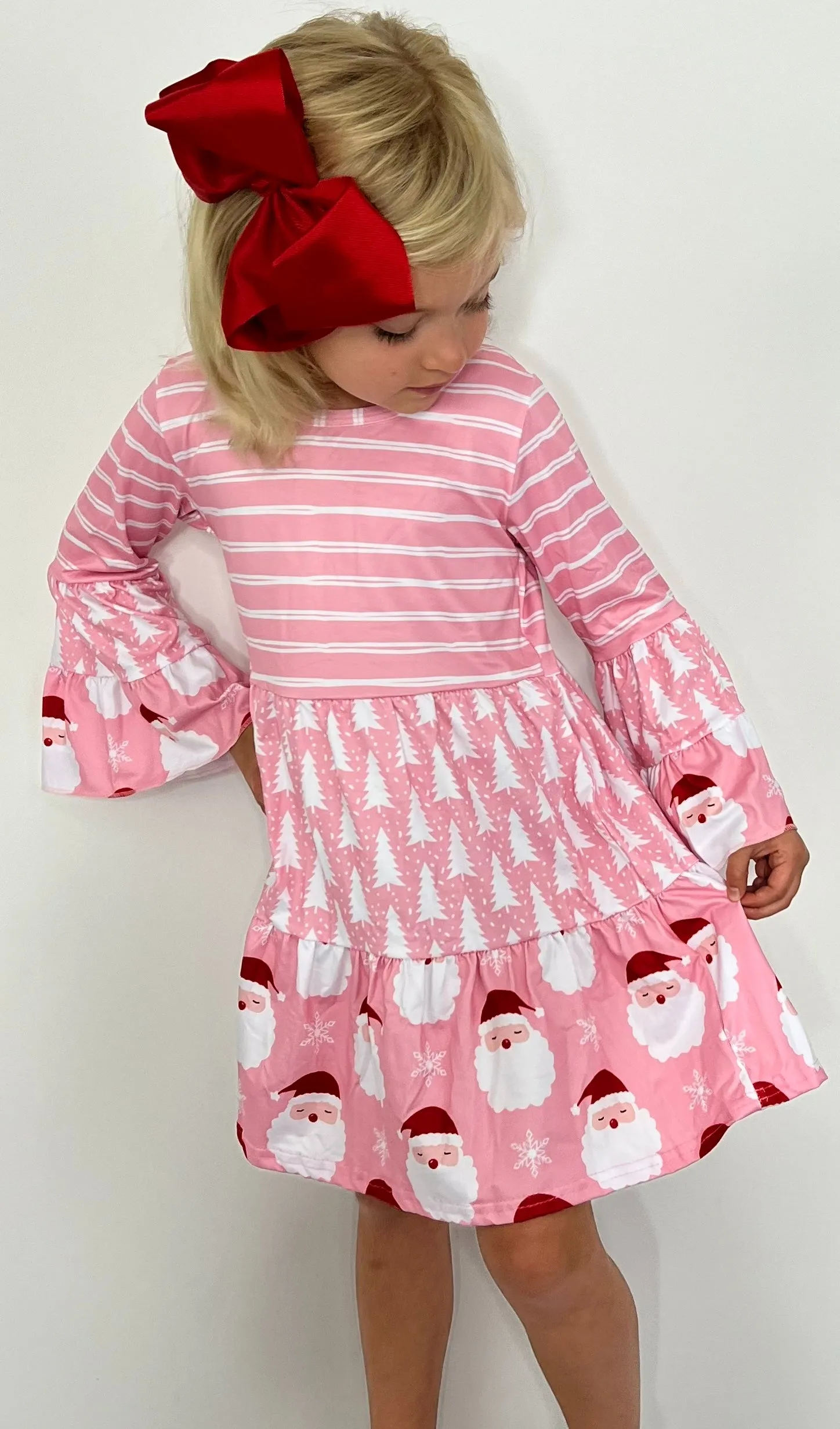 Pink Bell Sleeve St. Nick Dress