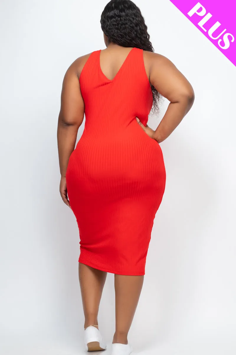 Plus Size Ribbed Sleeveless Bodycon Dress (CAPELLA)