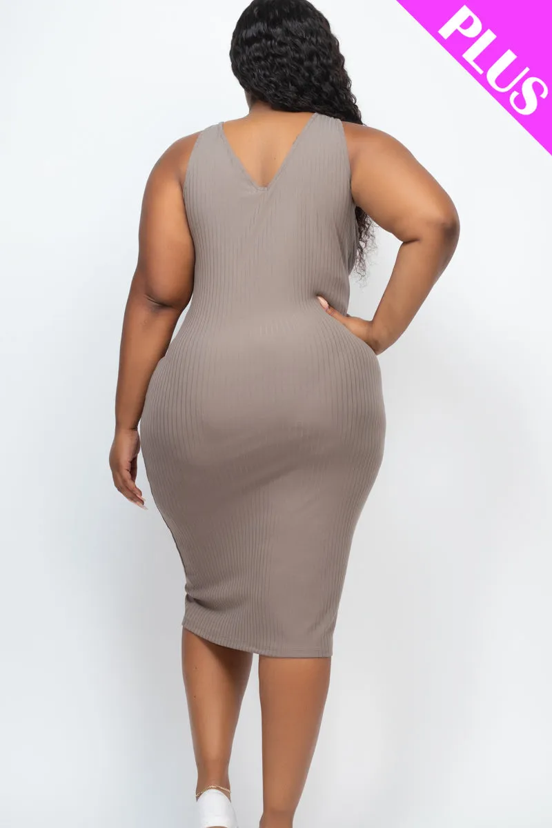 Plus Size Ribbed Sleeveless Bodycon Dress (CAPELLA)