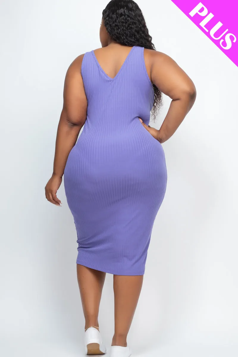 Plus Size Ribbed Sleeveless Bodycon Dress (CAPELLA)