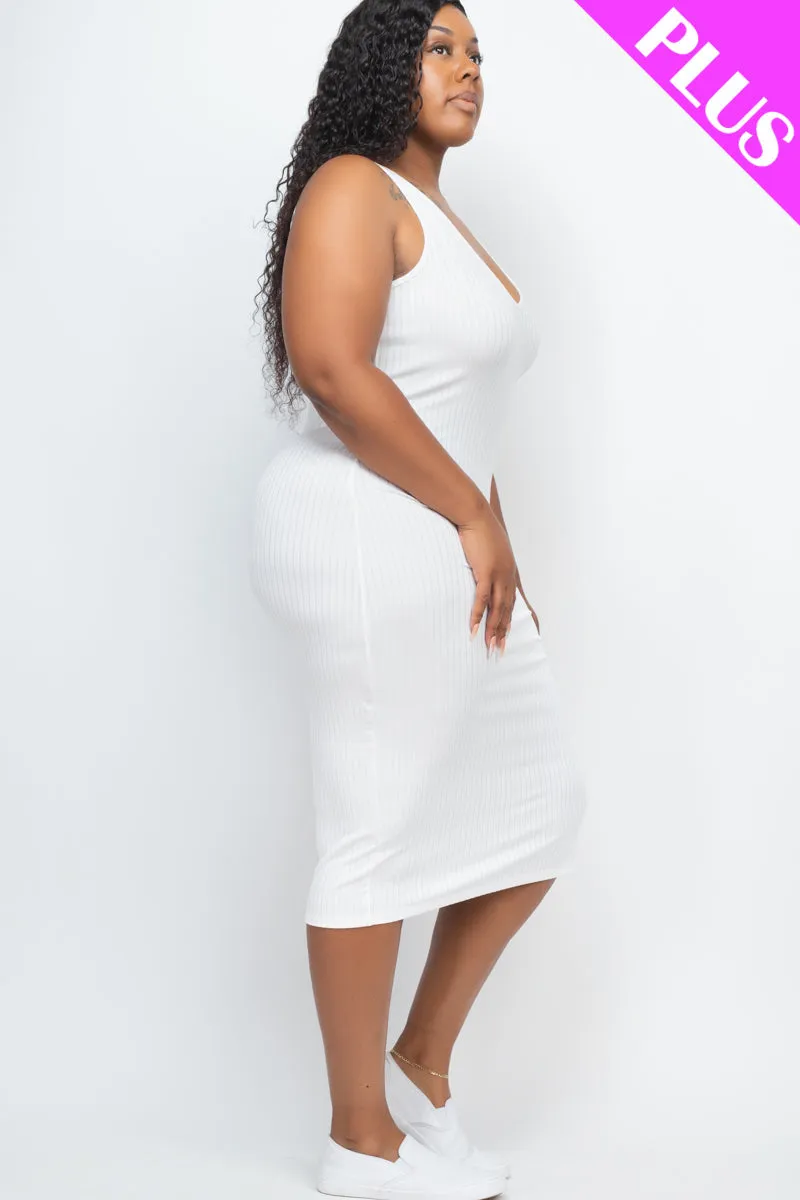 Plus Size Ribbed Sleeveless Bodycon Dress (CAPELLA)