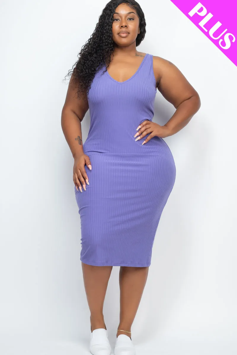 Plus Size Ribbed Sleeveless Bodycon Dress (CAPELLA)