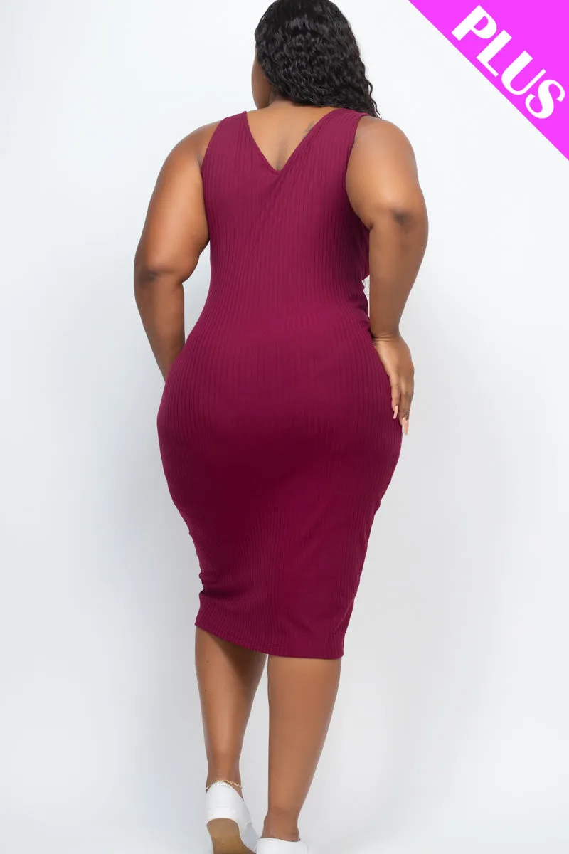 Plus Size Ribbed Sleeveless Bodycon Dress (CAPELLA)