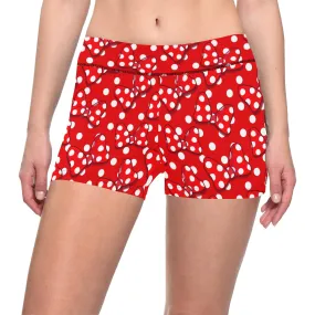 Polka Dots With Red Bows Women's Short Leggings