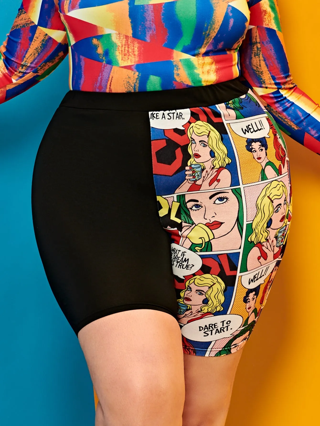 Pop Art Print Short Plus Size Leggings