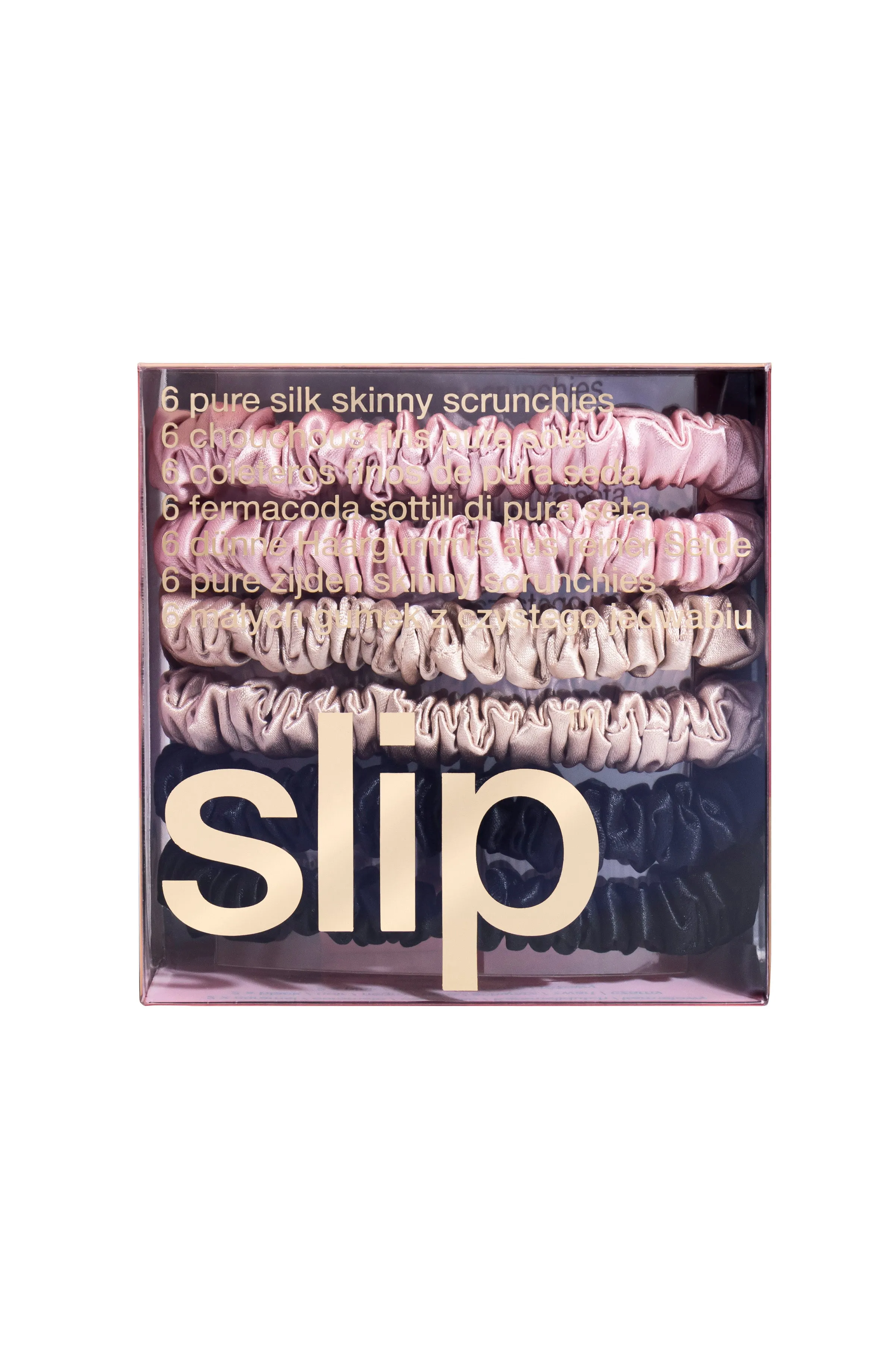 Pure Silk Skinny Scrunchies X6-multi