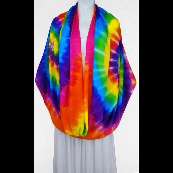 Rainbow Spiral Tie-Dye Infinity Scarf/Shawl