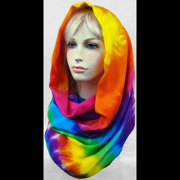 Rainbow Spiral Tie-Dye Infinity Scarf/Shawl