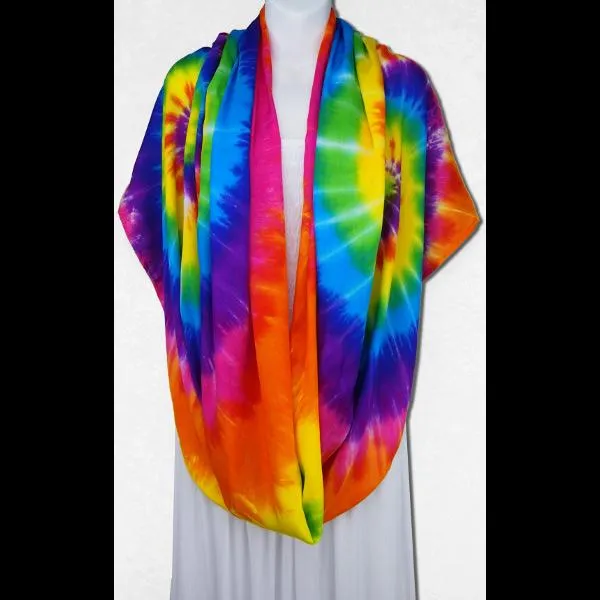 Rainbow Spiral Tie-Dye Infinity Scarf/Shawl