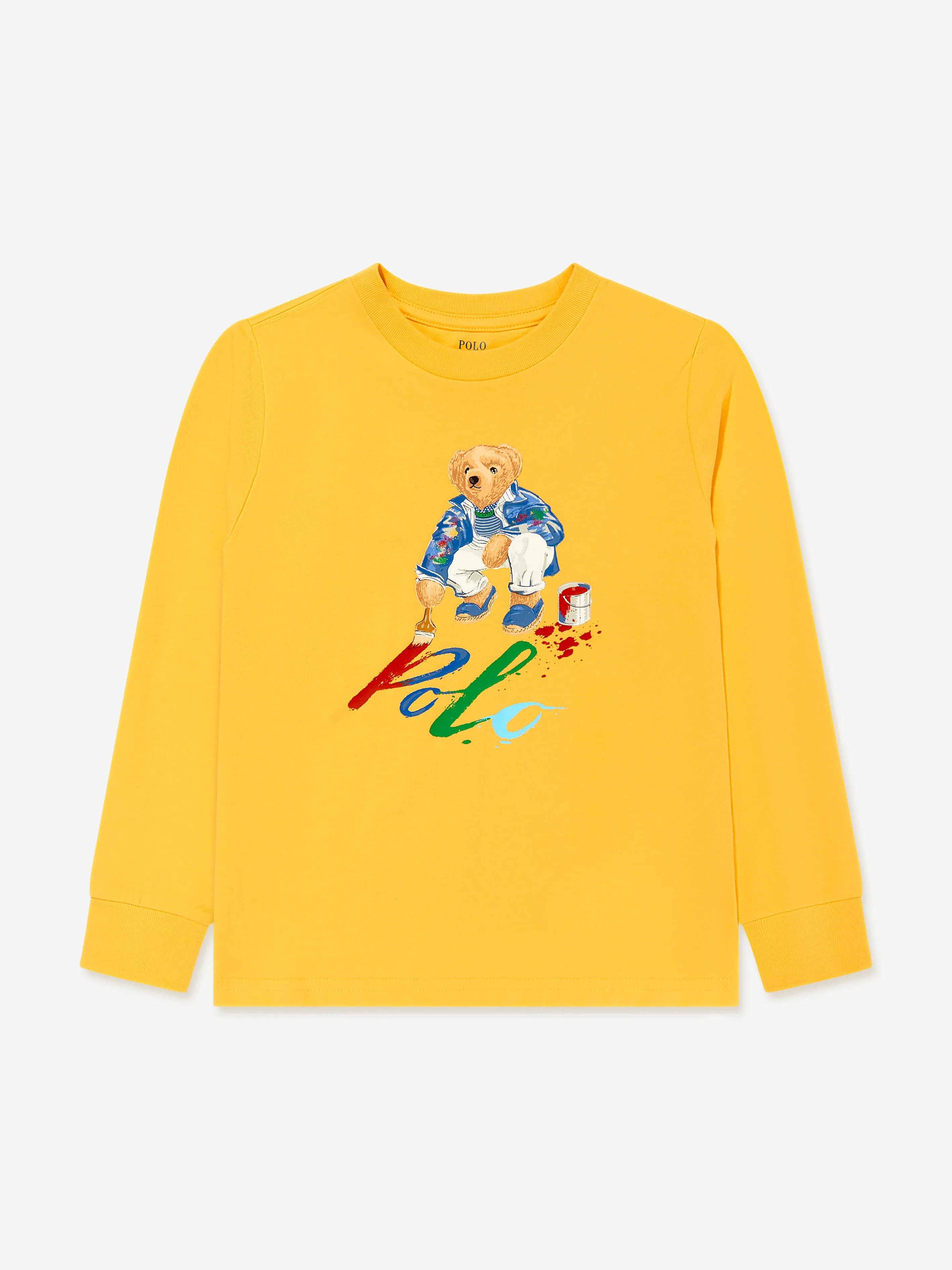 Ralph Lauren Boys Long Sleeve Bear T-Shirt in Yellow