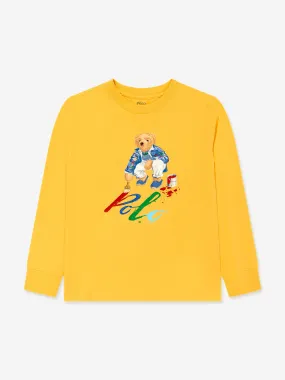 Ralph Lauren Boys Long Sleeve Bear T-Shirt in Yellow