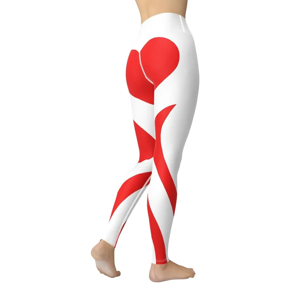 Red & White Heart Shaped Yoga Leggings