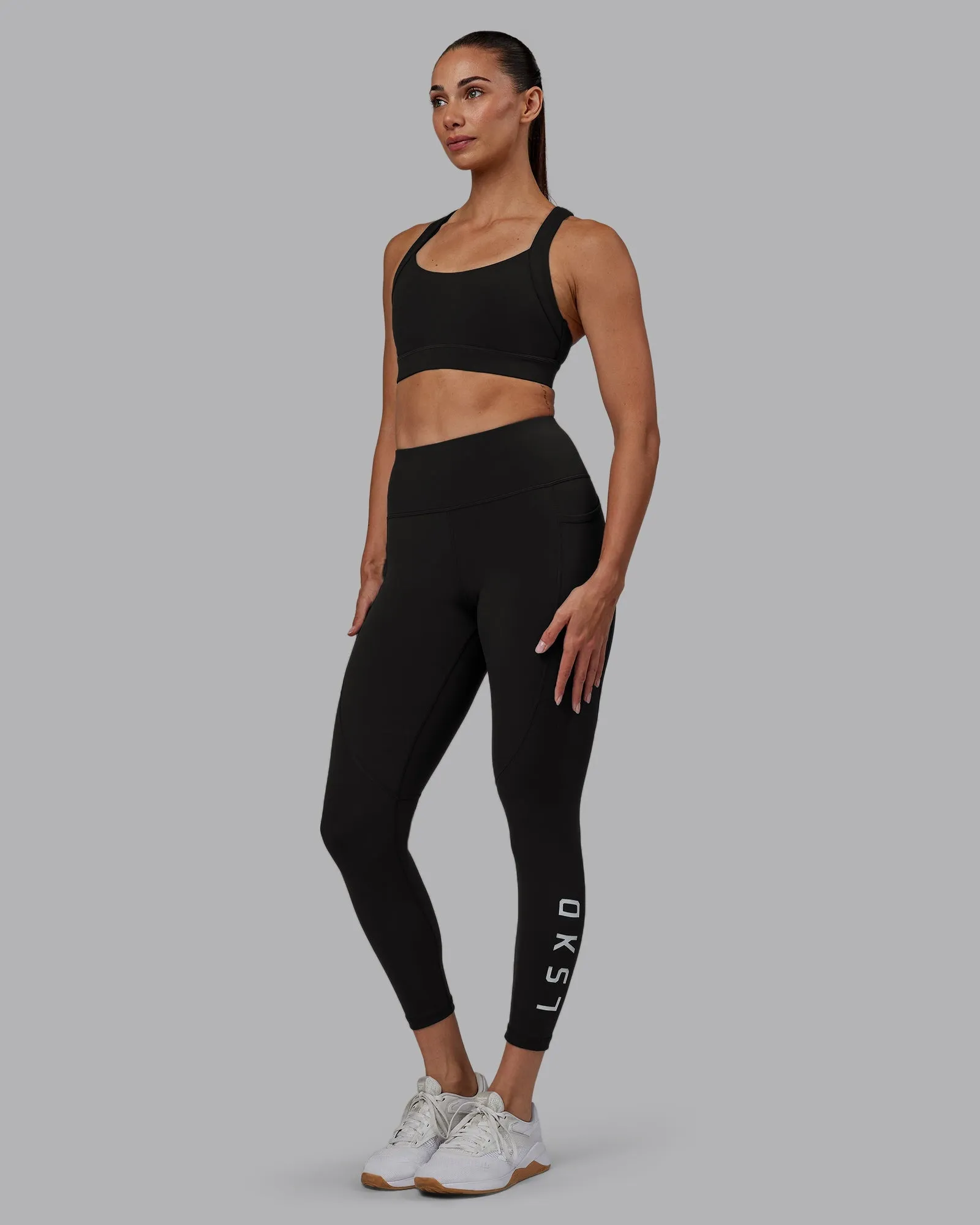 Rep 7/8 Length Leggings - Pirate Black-White