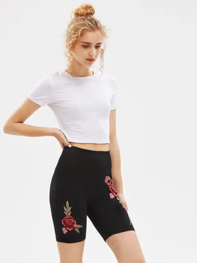 Rose flower Design Biker Shorts Leggings