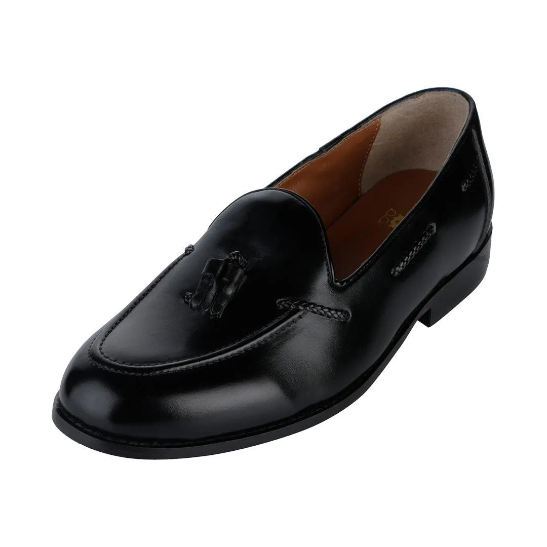 Rossa Classic Black Tassel Loafers