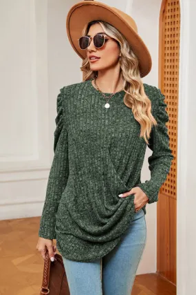 Round Neck Puff Sleeve T-Shirt