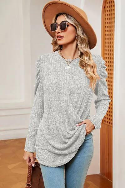 Round Neck Puff Sleeve T-Shirt