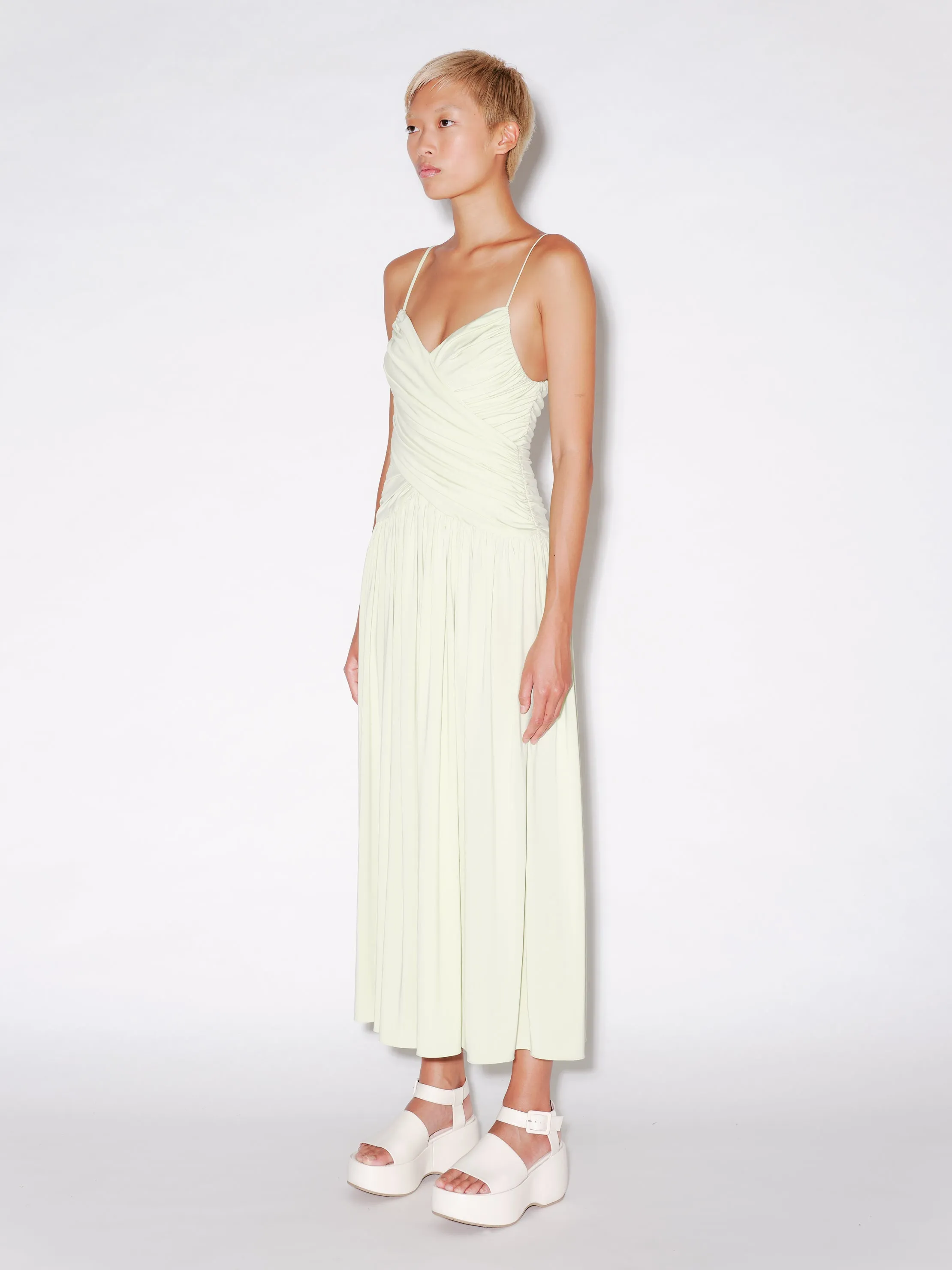 RUCHED SLIP DRESS