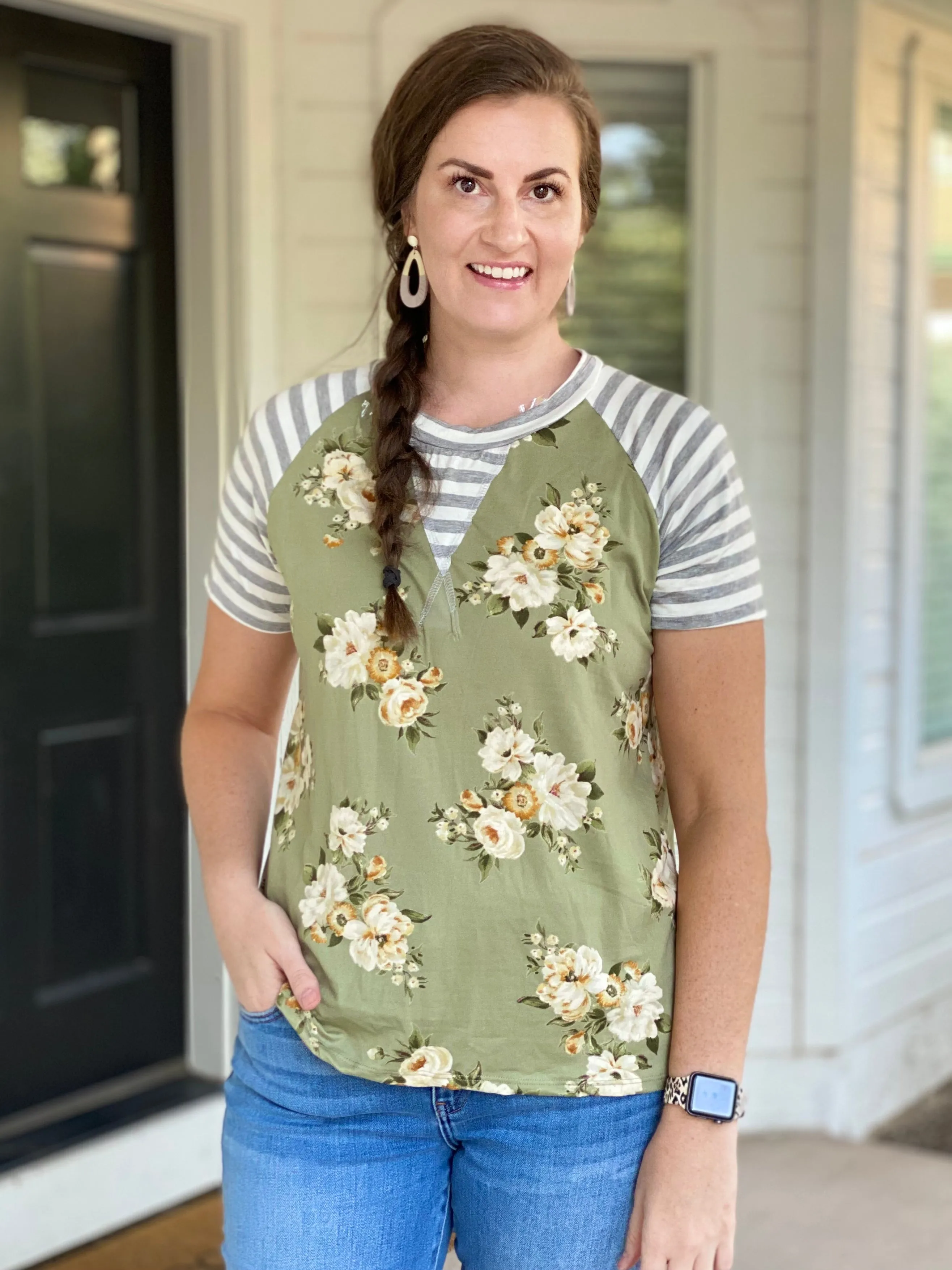 Sage Floral Top