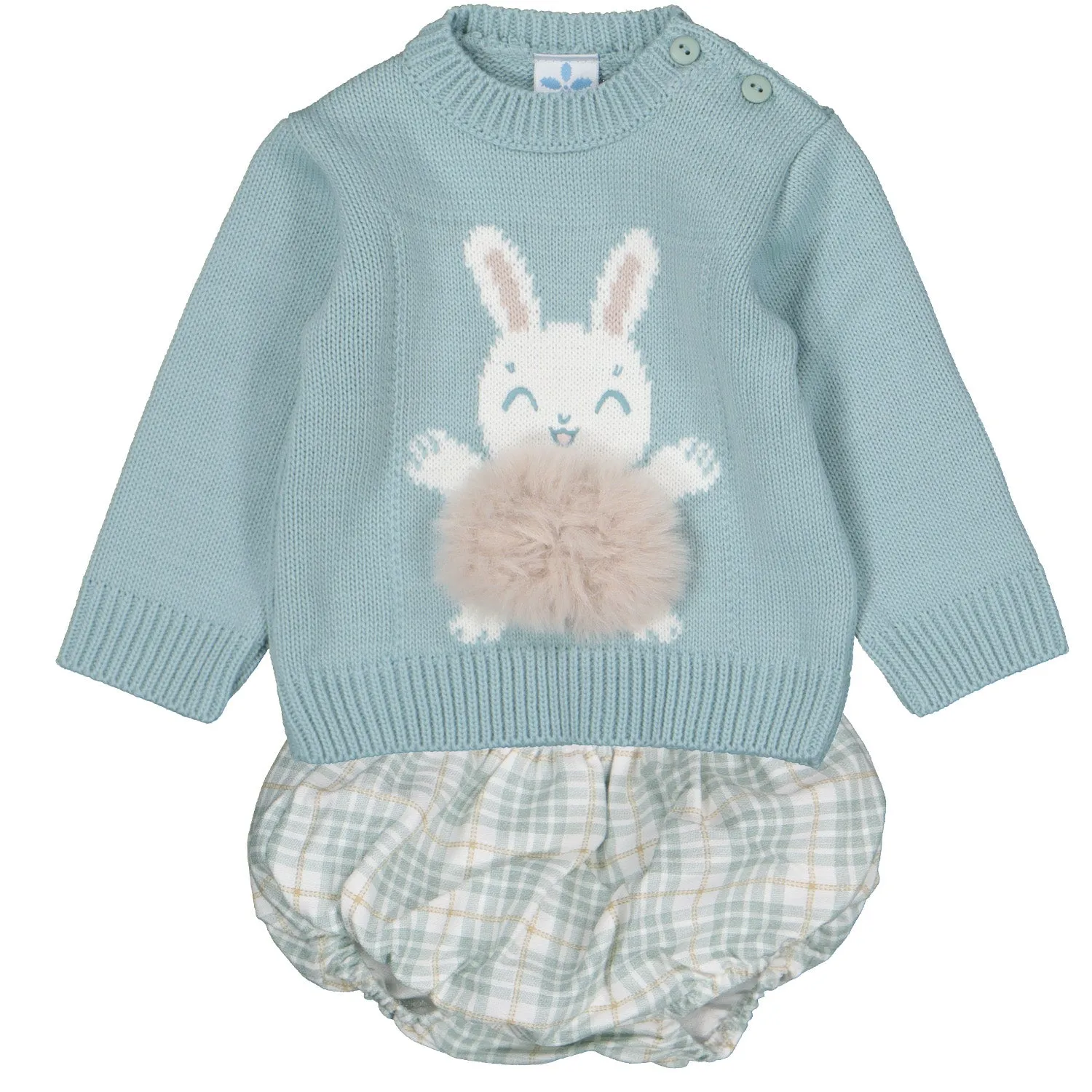 Sage Knitted Bunny Jumper Set