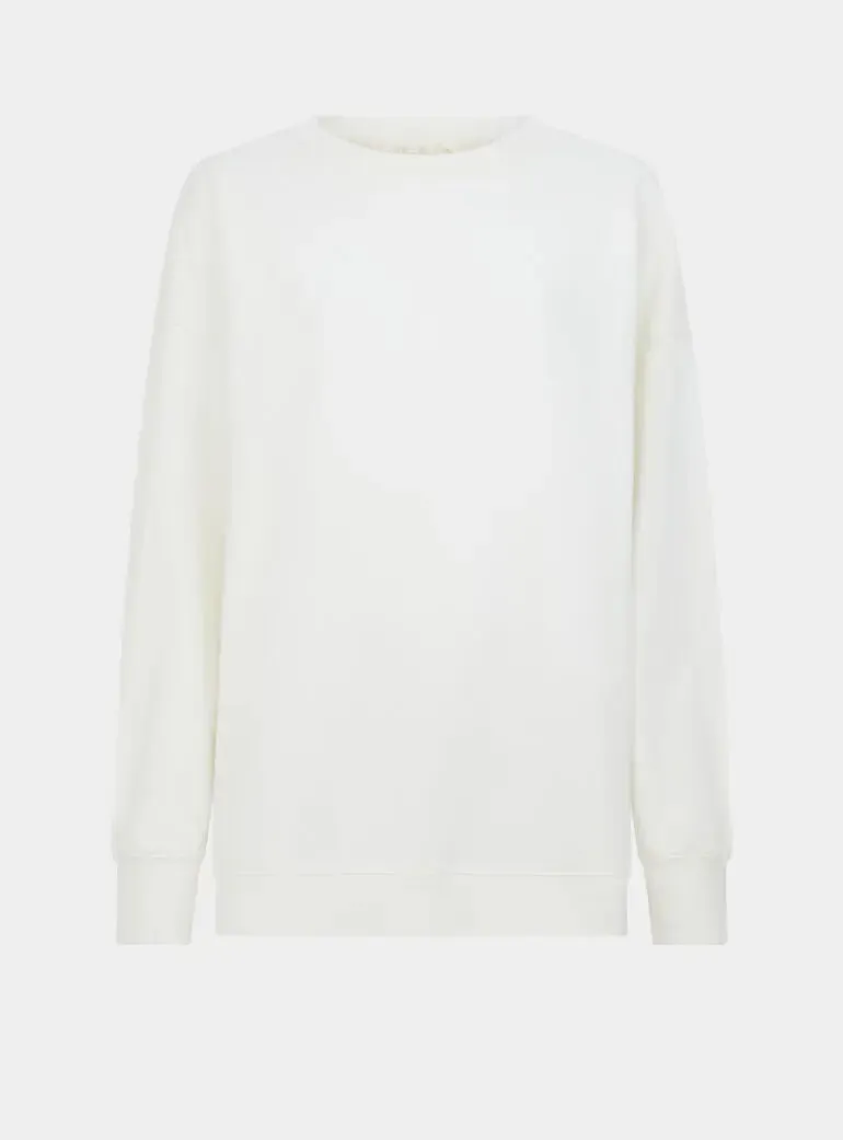 Salix Blossom-Embroidered Ethical-Cotton Sweatshirt - Moonlight White